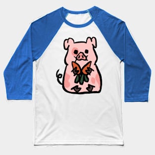 Cute Cartoon Piggy Happy with Carrots Baseball T-Shirt